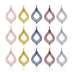 50 Stück 5 Farben 430 Edelstahl Filigran Anhänger&nbsp;STAS-PJ0001-15