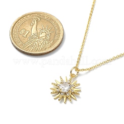 Collier pendentif soleil zircone cubique clair avec chaînes câble&nbsp;NJEW-JN04294