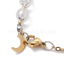 Braccialetti a maglie rotonde di selenite naturale e perline di vetro craquelé da 6 mm&nbsp;BJEW-JB10359
