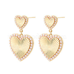 Orecchini a bottone in ottone con perle imitazione abs&nbsp;KK-T074-49G