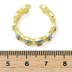 Anelli polsino in ottone micro pavé zirconi cubici smaltati per donna&nbsp;RJEW-L113-029G
