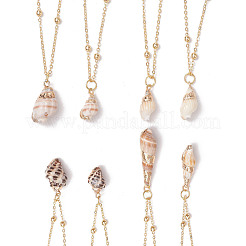 4 pz 4 stili collane con ciondolo in conchiglia naturale placcata&nbsp;NJEW-JN05180-02