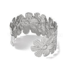 Blume 304 Edelstahl Armreifen für Frauen&nbsp;BJEW-B104-02P