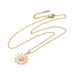 Collane con pendente da donna in ottone con micro pavé di zirconi cubici&nbsp;NJEW-E106-13KCG-01
