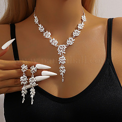 Set di collane con ciondolo in lega di cristallo e strass a forma di spiga di grano e orecchini pendenti a bottone&nbsp;FS-WGD4E70-03