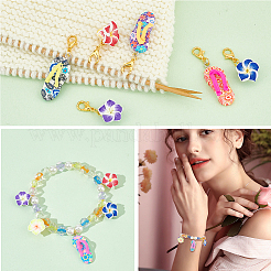 Maschenmarkierer mit Plumeria-Blumen- und Flip-Flops-Anhänger im Sommerthema&nbsp;HJEW-AB00407