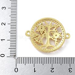 Crémaillère en laiton plaqué zircone cubique transparent rond plat avec breloques de connecteur d'arbre&nbsp;KK-A234-033G