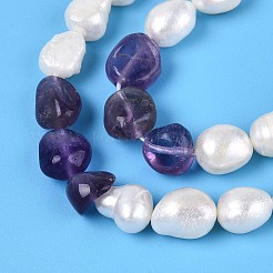 Natürliche Amethystnuggets und Stränge aus natürlichen Süßwasserzuchtperlen&nbsp;PEAR-N023-01A-07
