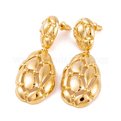 Pendientes colgantes de latón con forma de banco de tiro ovalado y hueco retro para mujer&nbsp;EJEW-G391-13G