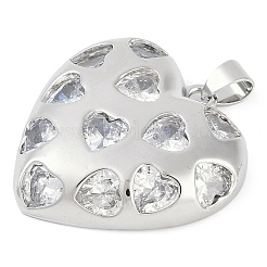 Pendentifs en laiton plaqué cœur micro pavé de zircones cubiques transparentes&nbsp;KK-P287-37P