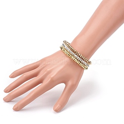 3 pièces 3 couleurs plaquent des ensembles de bracelets extensibles de perles d'hématite synthétique non magnétiques&nbsp;BJEW-JB05930