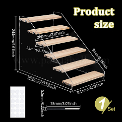 Rechteckiges Acryl mit hölzernen Minifiguren-Organizer-Aufstellern&nbsp;ODIS-WH0038-102B