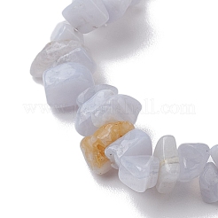 Stretch-Armbänder aus natürlichen blauen Achatsplitterperlen&nbsp;BJEW-JB10868-03