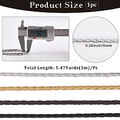 Cordino per gioielli in pelle PU intrecciata rotonda da 5 m&nbsp;OCOR-GF0004-96A-04