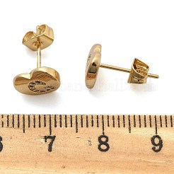Orecchini a bottone con micro pavé di zirconi chiari in ottone placcato cremagliera&nbsp;EJEW-K299-01G-G