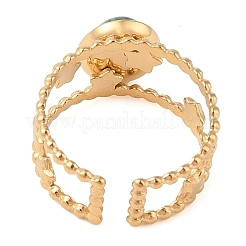 Anillos ovalados de malaquita natural&nbsp;RJEW-Z057-11G-02