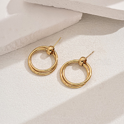 Boucles d'oreilles à tige géométriques élégantes à deux couches en acier inoxydable 201&nbsp;RQ1925-1