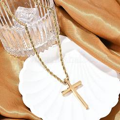 Colliers avec pendentif en acier inoxydable 304 et croix religieuse&nbsp;NJEW-L157-09G
