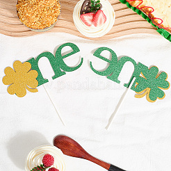 Kleeblatt-Kuchenaufsätze aus Papier zum Saint Patrick's Day&nbsp;AJEW-WH20022-27B
