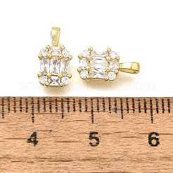 Micro rectángulo de latón allanan charms de circonio cúbico&nbsp;KK-S508-50G