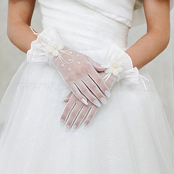 Gants en dentelle de polyester pour la mariée&nbsp;AJEW-WH0609-860