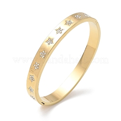 Bracciali rigidi da donna in acciaio inossidabile 304 con strass e chiusura a cerniera.&nbsp;BJEW-Z178-06G