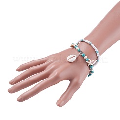 Multistrang-Armbänder aus Kaurimuschel&nbsp;BJEW-JB04085