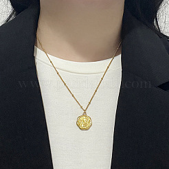 Collier pendentif fleur en acier inoxydable avec chaînes satellites&nbsp;PW-WG93161-01