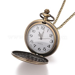Retro-Legierung flach rund mit Taschenuhren Dreieck Anhänger&nbsp;WACH-I012-07