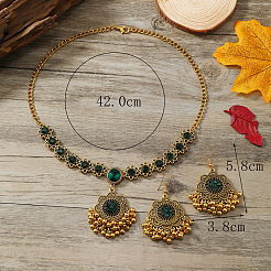 Collane in lega micro pavé di zirconi cubici e set di orecchini pendenti&nbsp;FS-WGA899D-01