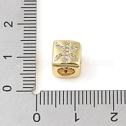 Messing Micro Pave klare Zirkonia europäische Perlen&nbsp;KK-K368-01G-12