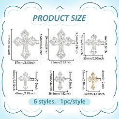 6 Stück 6 Stile Kreuz Hotfix Strass Applikationen&nbsp;DIY-FG0009-90
