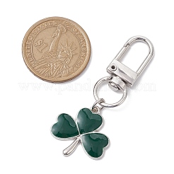 Pendentif décoratif en alliage émaillé en forme de trèfle porte-bonheur&nbsp;HJEW-JM02502-02