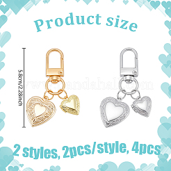 4 Stück 2 Stile Herz 316 Edelstahl & Messing Medaillon Charm Anhänger Dekorationen&nbsp;HJEW-NB00320