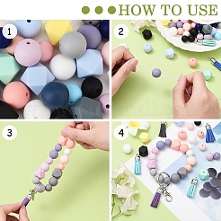 DIY-Sets zum Herstellen von Dekorationen aus Silikonperlen und Quastenanhängern aus Wildlederimitat&nbsp;DIY-YW0010-10