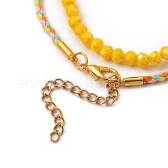 Braccialetti con perline in vetro elasticizzato e set di braccialetti in cordino intrecciato di cotone&nbsp;BJEW-JB05401-03