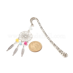 Signet de perles de jade blanc teint rond naturel&nbsp;AJEW-JK00176