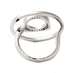 Ring Messing Micro Pave klare Zirkonia offene Manschettenringe für Frauen&nbsp;RJEW-A046-15P
