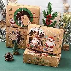 12 Stück 4 Stile Weihnachtsthema Kraftpapier Lebkuchen Süßigkeiten Boxen mit Haustier Fenster&nbsp;ST-CJ0010-15
