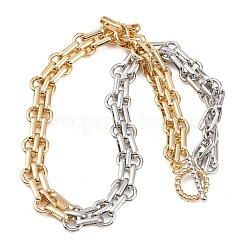 Collana con catena a maglie ovali in ottone bicolore da 12 mm per donna&nbsp;NJEW-G189-01GP