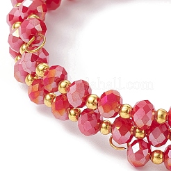 Braccialetto stile avvolgente con perline di vetro rondelle&nbsp;BJEW-JB09965-03