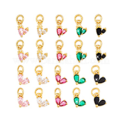 20pcs 10 estilos latón micro pavé colgantes de circonita cúbica&nbsp;KK-PH0012-99