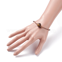 Bracciale in cordoncino di perline con disco occhio di tigre naturale&nbsp;BJEW-JB07686-04