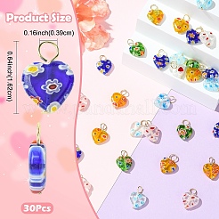 30 Stück handgefertigte Herzanhänger aus Millefiori-Glas&nbsp;PALLOY-YW00118