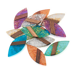 12pcs 6 colores resina transparente y colgantes grandes de madera de nogal&nbsp;WOOD-TA0002-46