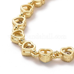 Emaille-Evil-Eye- und Zirkonia-Herz-Gliederkettenarmband&nbsp;BJEW-H555-01B