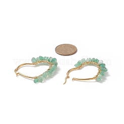 Boucles d'oreilles créoles en forme de cœur avec pierres précieuses mélangées naturelles et synthétiques&nbsp;EJEW-JE05214