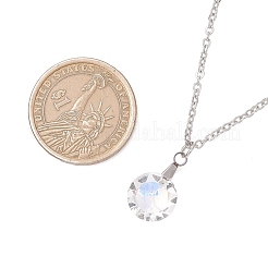 Colliers à chaîne avec pendentif en acier inoxydable 304 et verre AB transparent sur le thème de l'océan&nbsp;NJEW-JN05172