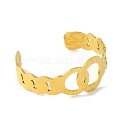 Brazaletes ovalados de acero inoxidable 304 con revestimiento iónico (IP) para mujer&nbsp;BJEW-B104-17G