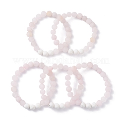Natürliche Stretch-Armbänder aus Rosenquarz und natürlich gefärbtem Lavastein&nbsp;BJEW-JB03798-05